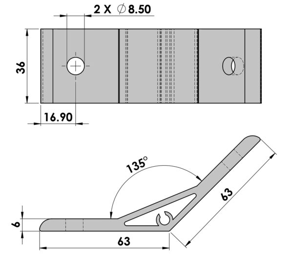 Angle Connector 135°,40x40 - Image 2